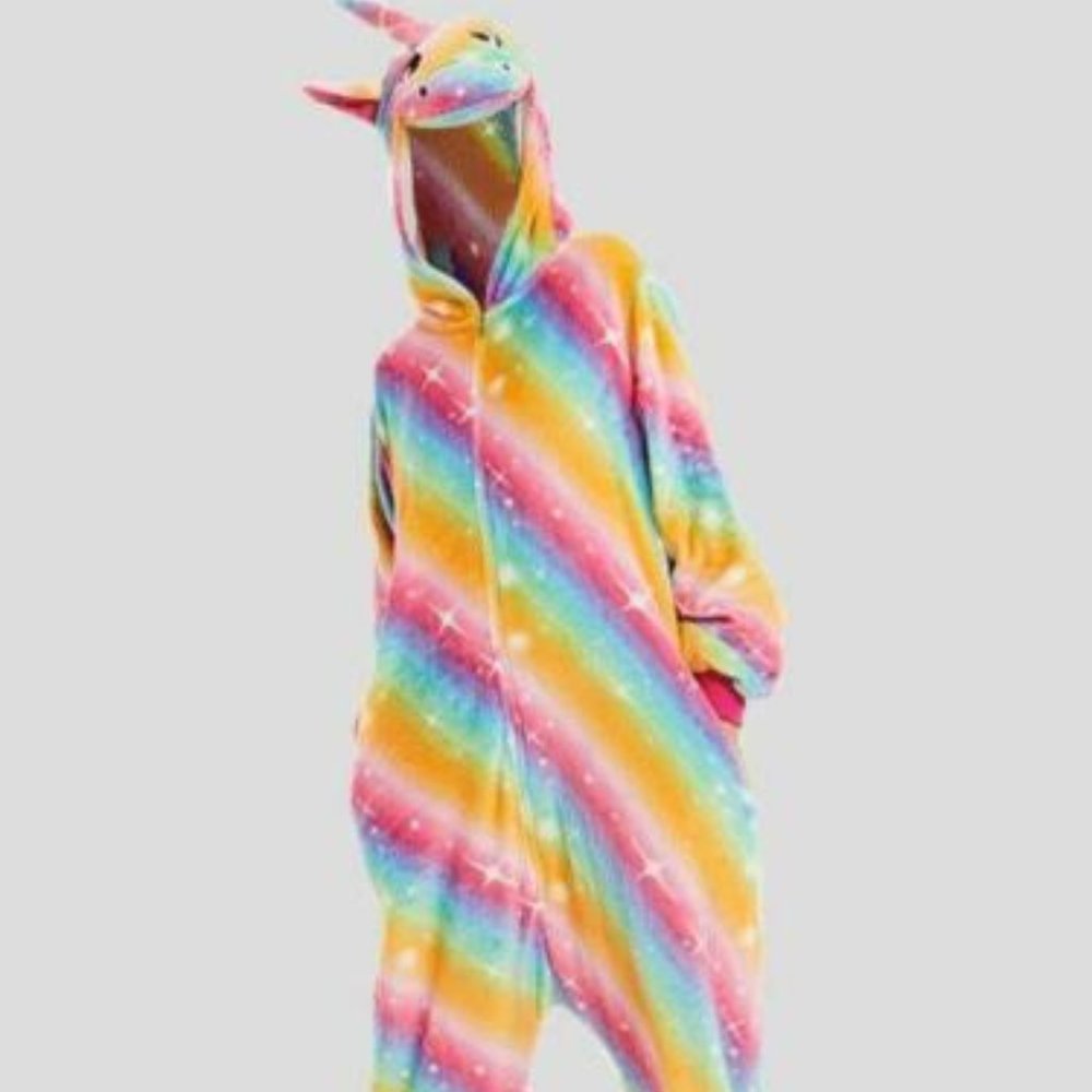 Unicorn 1Onesie Adult Unisex Pajamas PJs Animal Costume Rainbow Plush Small Sm